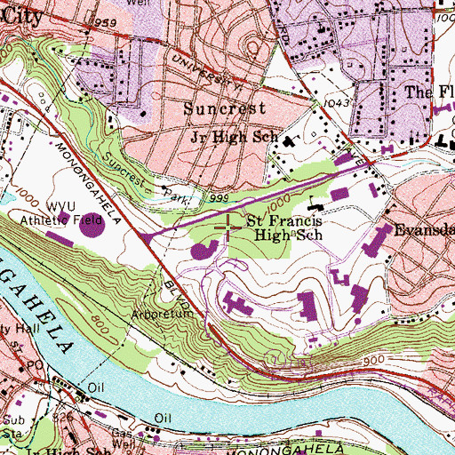 Topographic Map of Erickson Alumni Center, WV