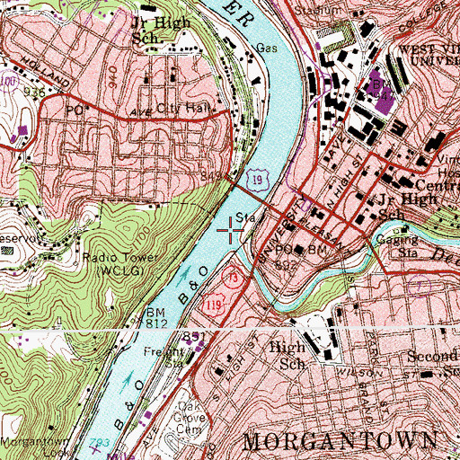 Topographic Map of Evans Ferry (historical), WV