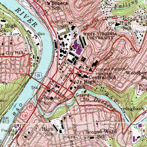 Topographic Map of First Baptist Church, WV