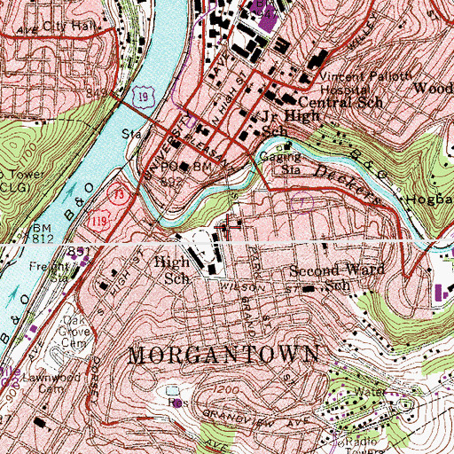 Topographic Map of First Christian Church, WV