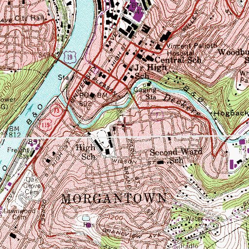 Topographic Map of First Church of Christ Scientist, WV