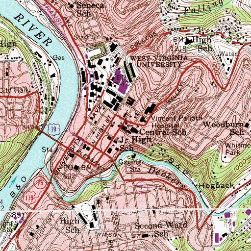 Topographic Map of First Presbyterian Church, WV