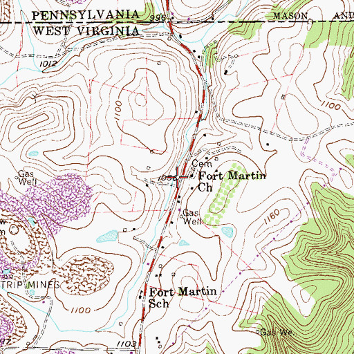 Topographic Map of Fort Martin, WV