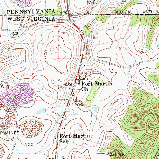 Topographic Map of Fort Martin Cemetery, WV