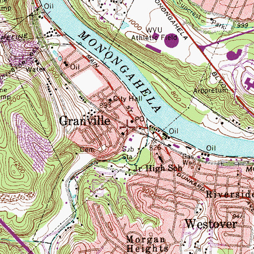 Topographic Map of Granville United Methodist Church, WV