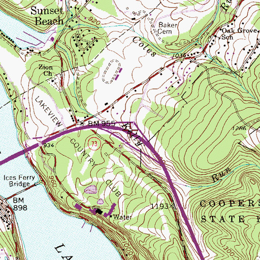 Topographic Map of Interchange 10, WV
