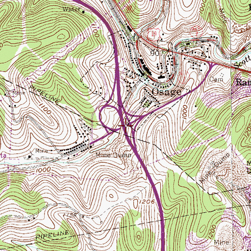 Topographic Map of Interchange 155, WV