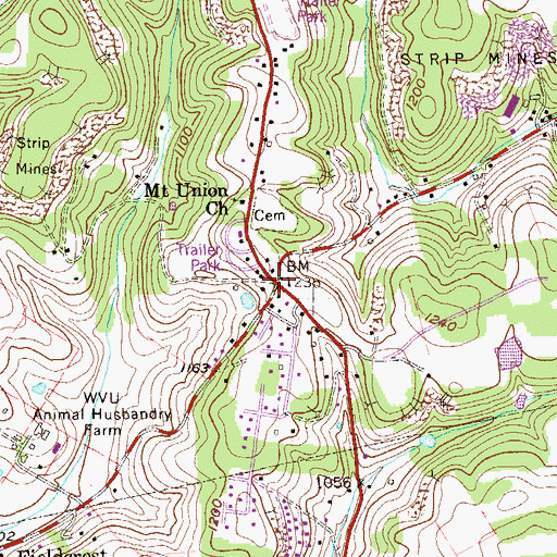 Topographic Map of Jaco, WV