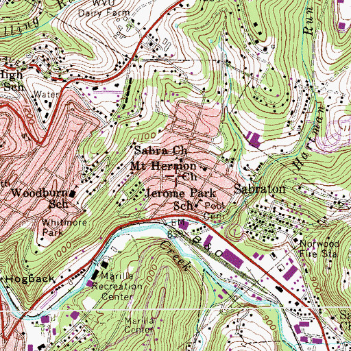 Topographic Map of Jerome Park, WV