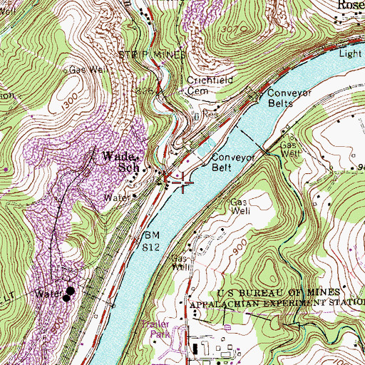 Topographic Map of Maidsville Landing, WV