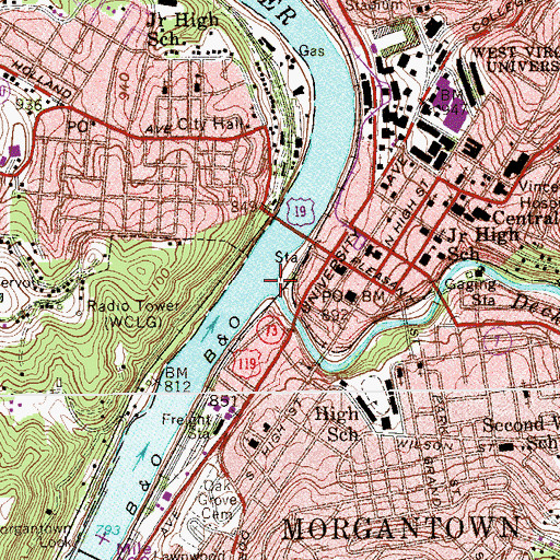 Topographic Map of Madisons Landing, WV