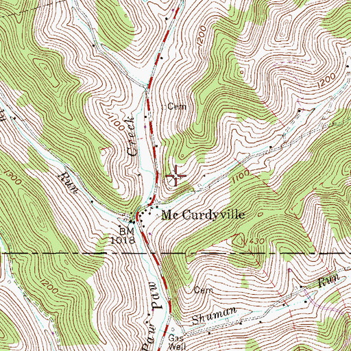 Topographic Map of McCurdysville Cemetery, WV