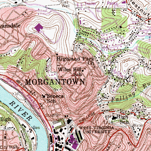 Topographic Map of Morgantown Church of the Brethren, WV
