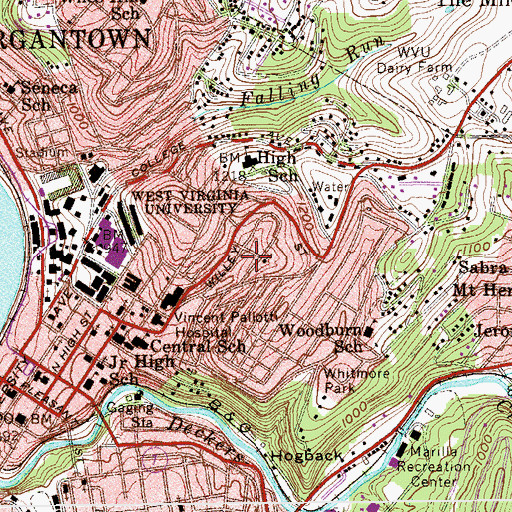 Topographic Map of First Church of the Nazarene, WV