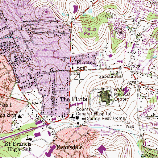 Topographic Map of HealthSouth Mountainview Rehabilitation Hospital, WV