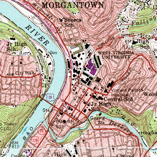 Topographic Map of Newman Hall Catholic Student Center, WV