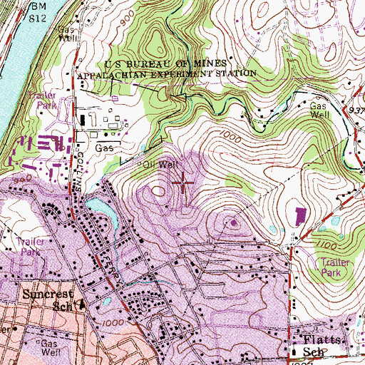 Topographic Map of Oakview, WV