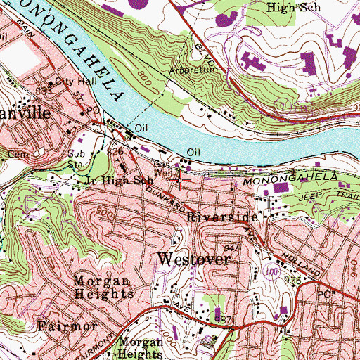 Topographic Map of Riverside Methodist Church, WV