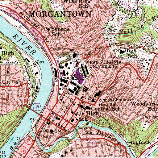 Topographic Map of Stewart Hall, WV