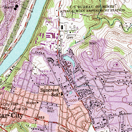 Topographic Map of Suncrest Lake, WV