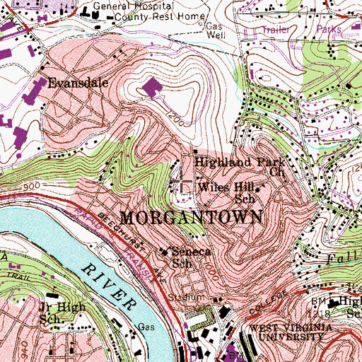 Topographic Map of Unitarian Fellowship Church, WV