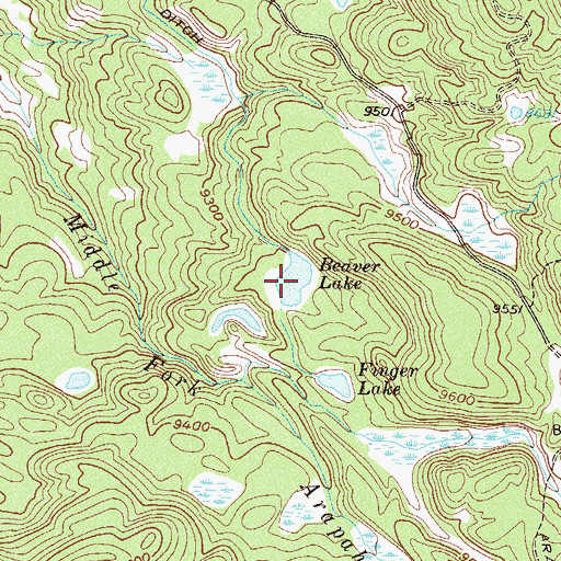 Topographic Map of Beaver Lake, CO