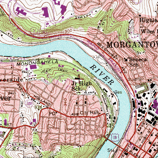 Topographic Map of Westover Elementary School (historical), WV