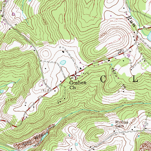 Topographic Map of Goshen Cemetery, WV