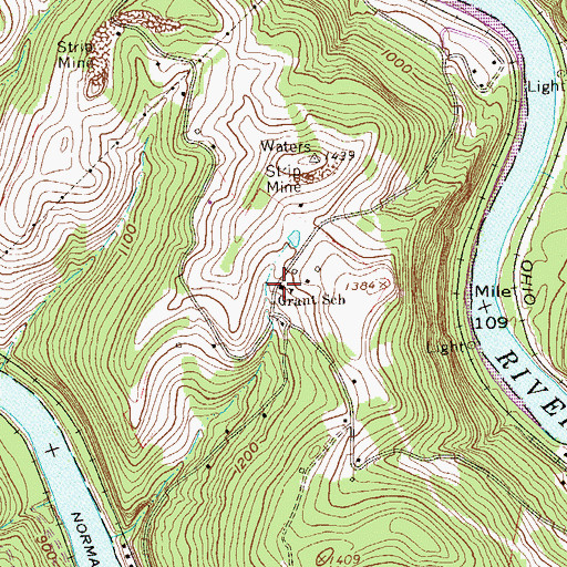 Topographic Map of Grant Methodist Church (historical), WV