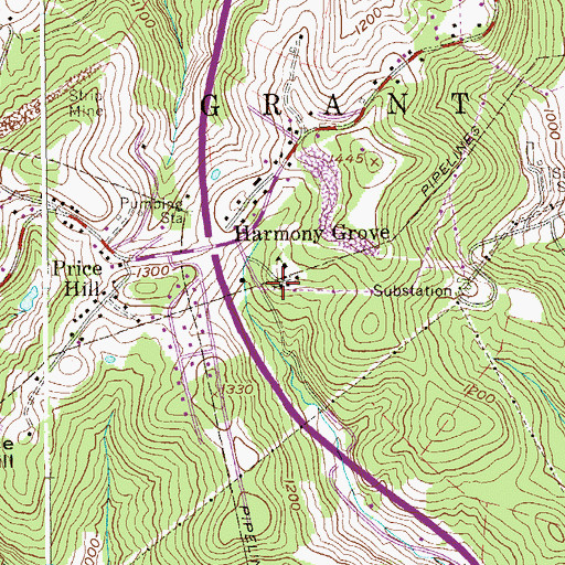 Topographic Map of Harmony Grove Methodist Church, WV