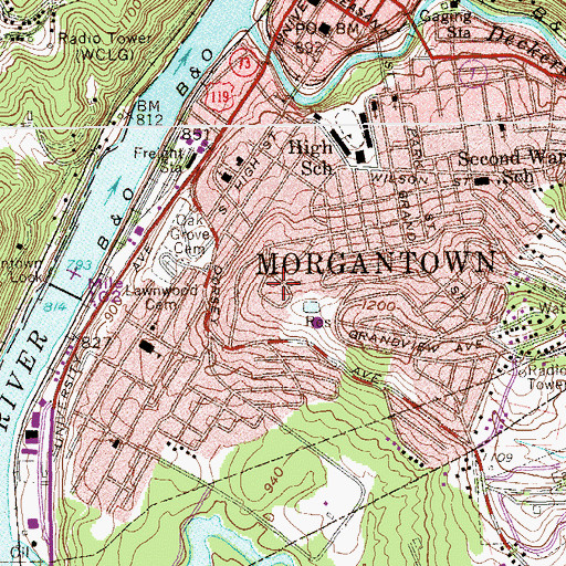 Topographic Map of Hopecrest, WV