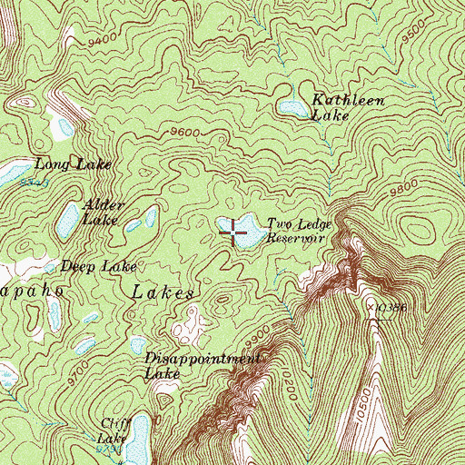 Topographic Map of Two Ledge Reservoir, CO