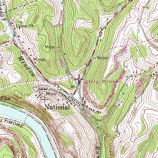 Topographic Map of National Church of God, WV