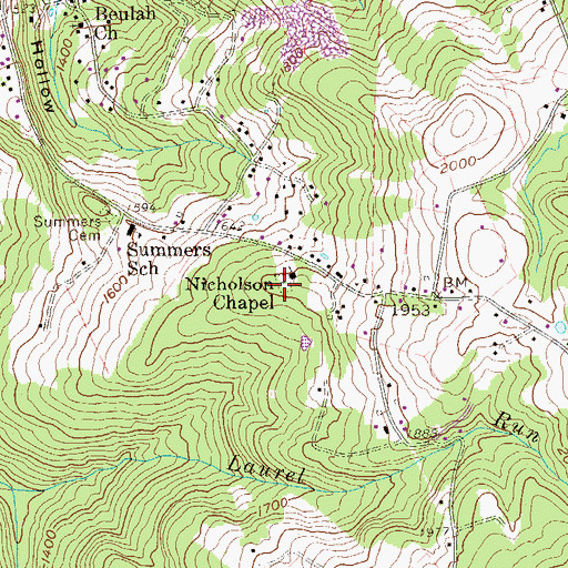 Topographic Map of Nicholson Cemetery, WV