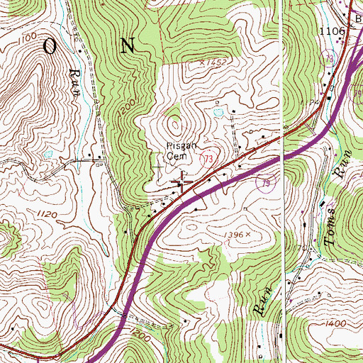 Topographic Map of Pisgah United Methodist Church, WV