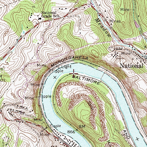 Topographic Map of Richwood (historical), WV