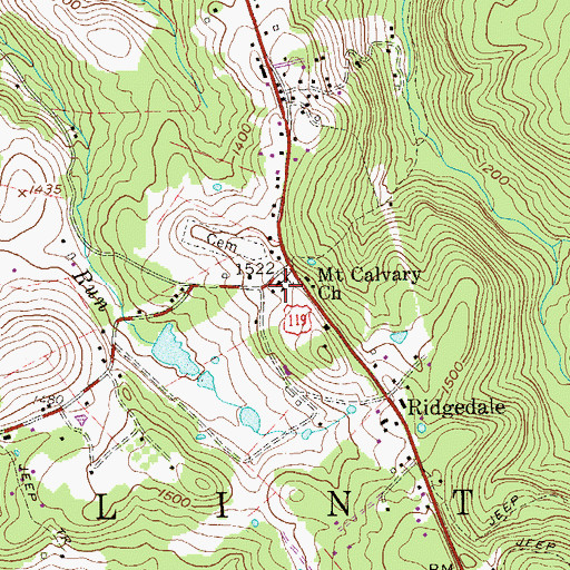 Topographic Map of Ridgedale Elementary School, WV