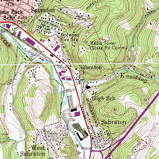 Topographic Map of Sabraton Post Office, WV
