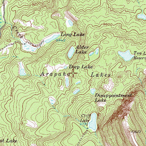 Topographic Map of Arapaho Lakes, CO