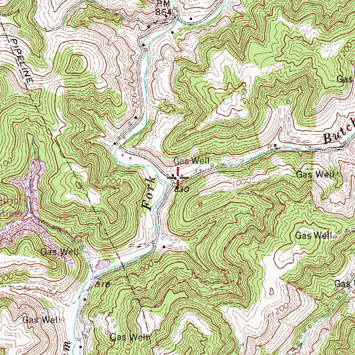 Topographic Map of Butcher Fork School (historical), WV
