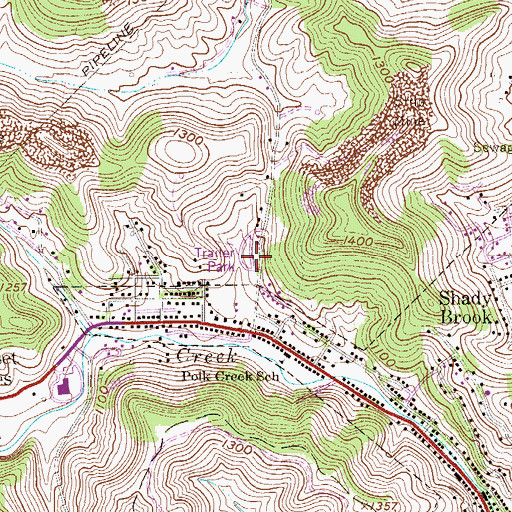 Topographic Map of Dolan Trailer Park, WV