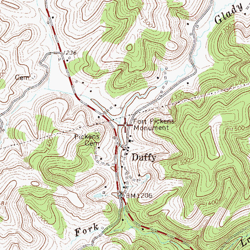 Topographic Map of Fort Pickens (historical), WV