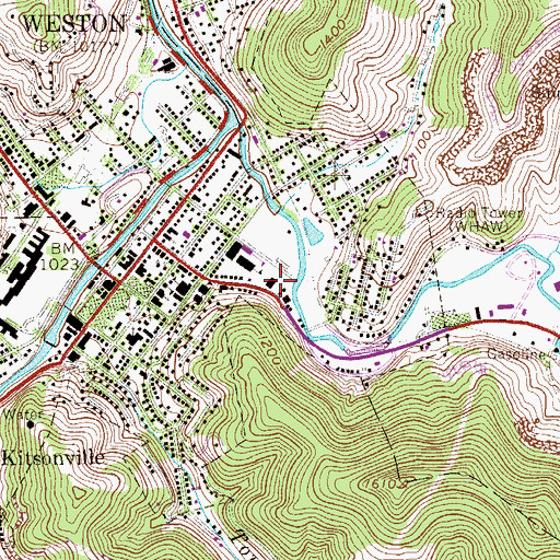 Topographic Map of Garton Plaza Shopping Center, WV