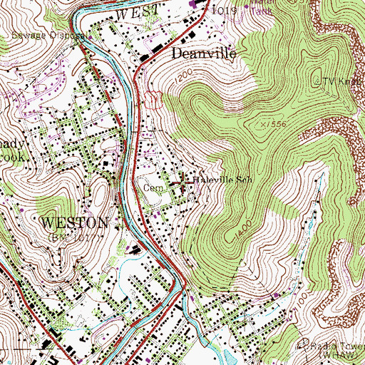 Topographic Map of Haleville, WV