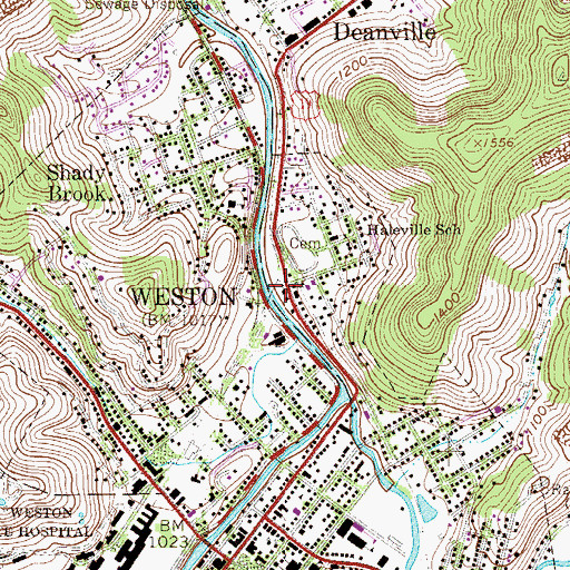 Topographic Map of Haleville Union Mission Church, WV
