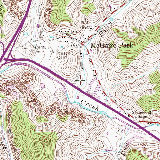 Topographic Map of Hall Trailer Park, WV