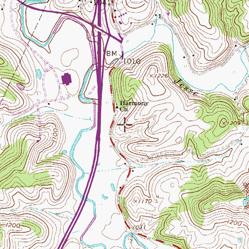 Topographic Map of Harmony Cemetery, WV