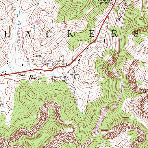 Topographic Map of Hickory Hills, WV