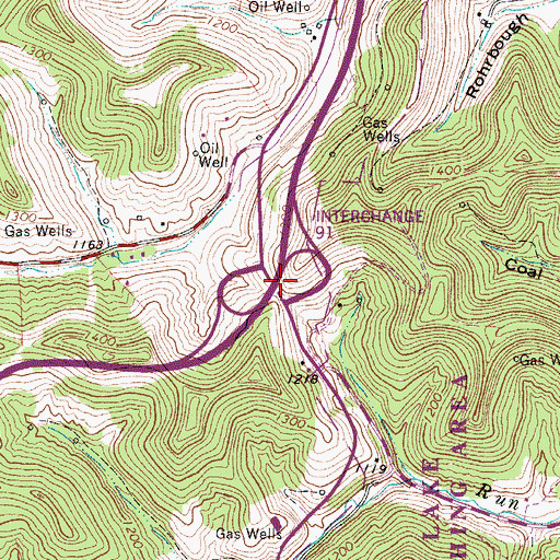 Topographic Map of Interchange 91, WV