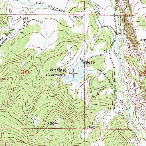 Topographic Map of Buffalo Reservoir, CO